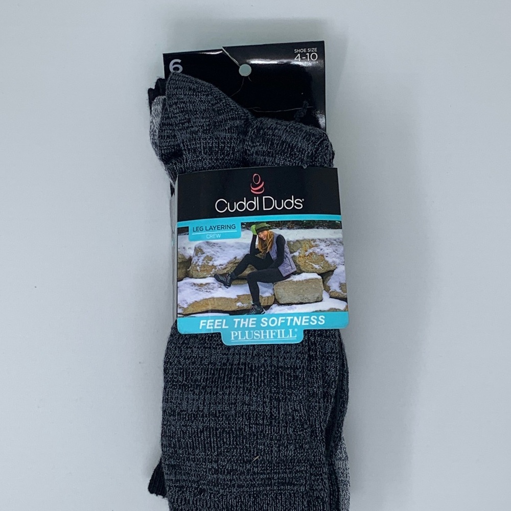 NWT Cuddl Duds 6-Pack Women’s Black and Gray Crew Socks